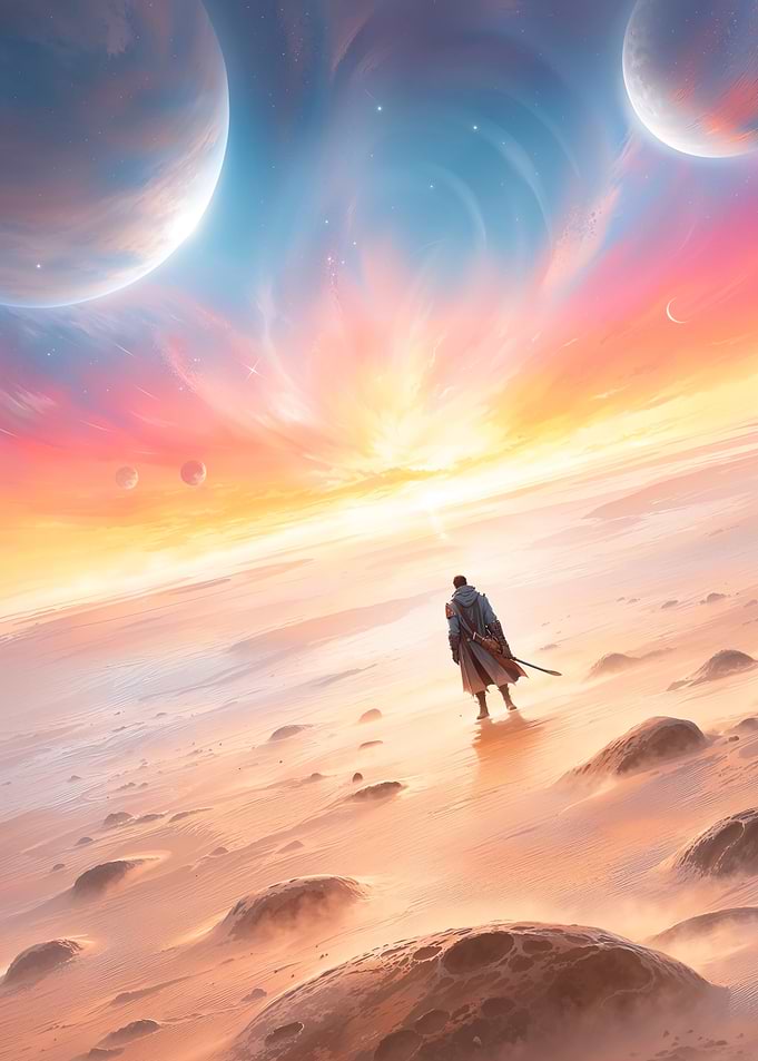 Lone Figure in a Desert Landscape