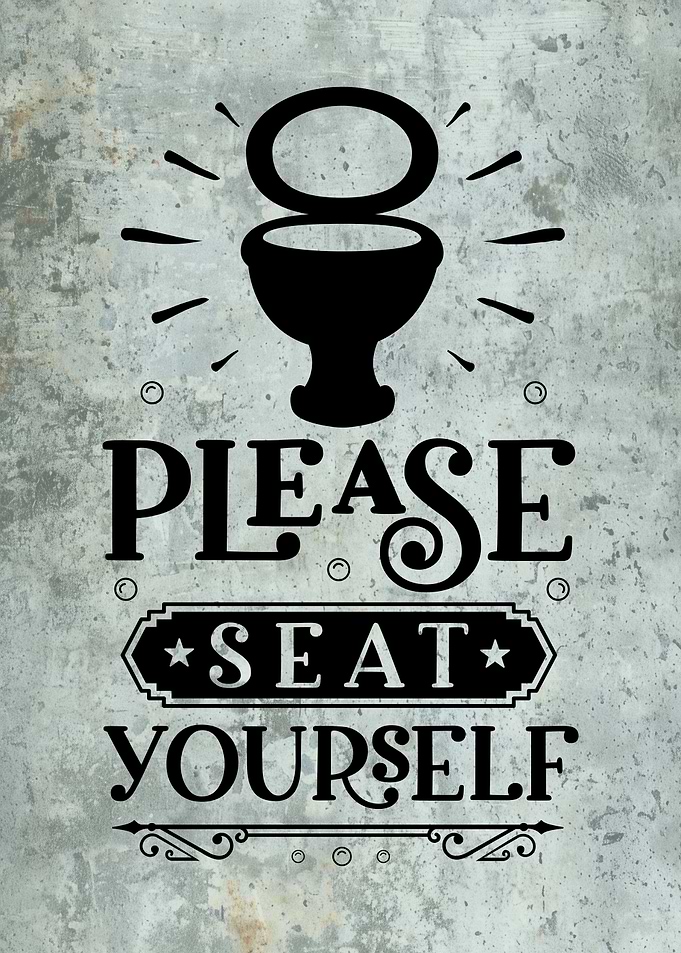 Please Seat Yourself Bathroom Sign