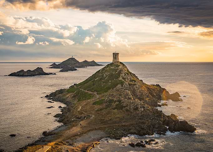 Coastal Tower at Sunset in Corsica