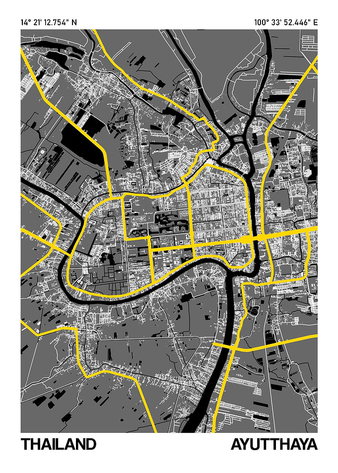 Ayutthaya City Street Map