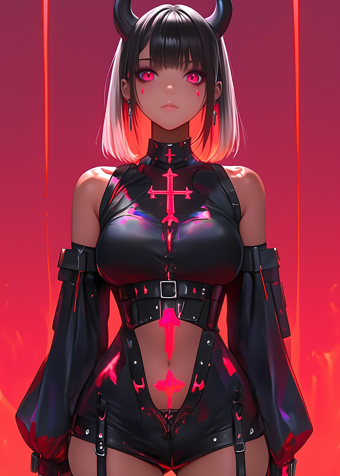 Anime Girl with Horns Gaming