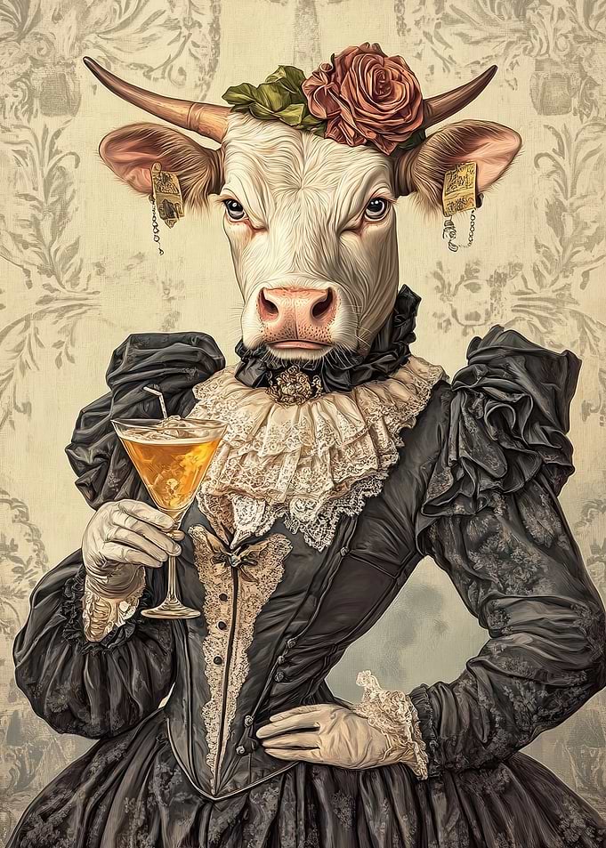 Cow in Victorian Dress