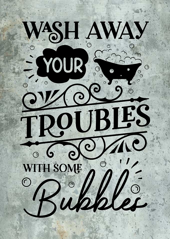 Wash Away Your Troubles Bathroom Sign