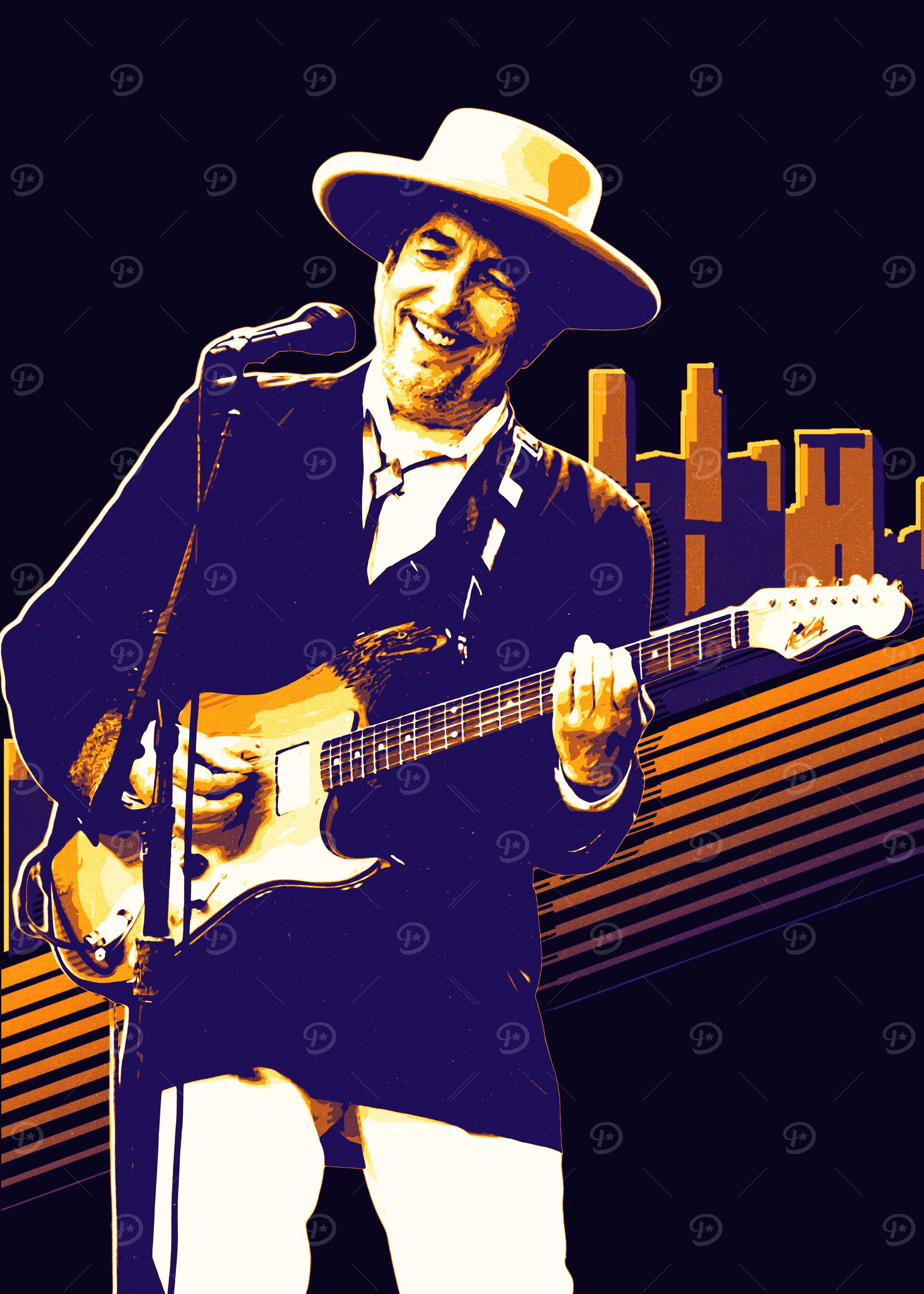 Bob Dylan Guitar Poster