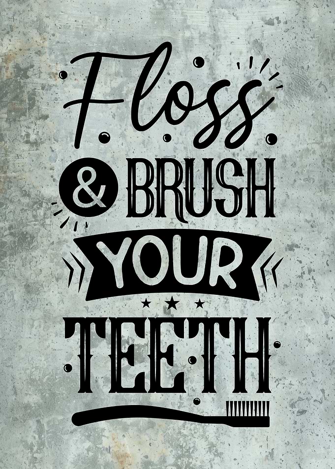 Floss & Brush Your Teeth Bathroom Sign