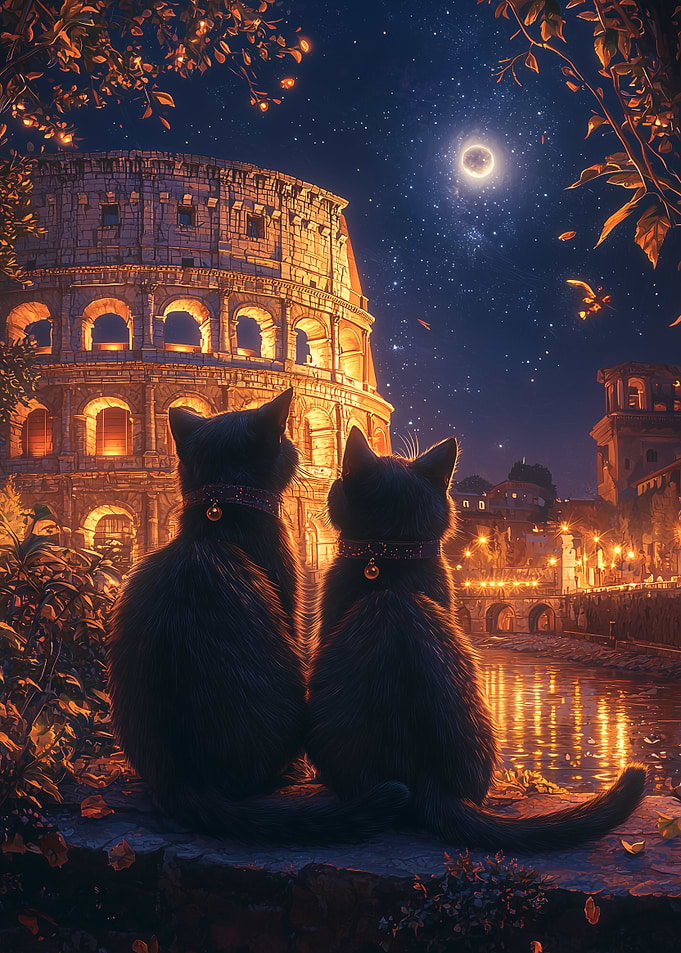 Cats in Rome Night