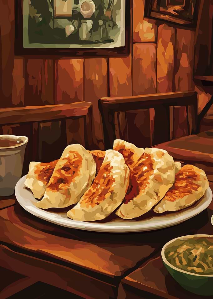Gyoza on a Wooden Table