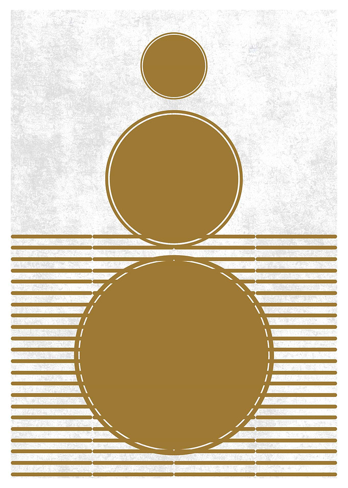 Gold Circles Abstract Art