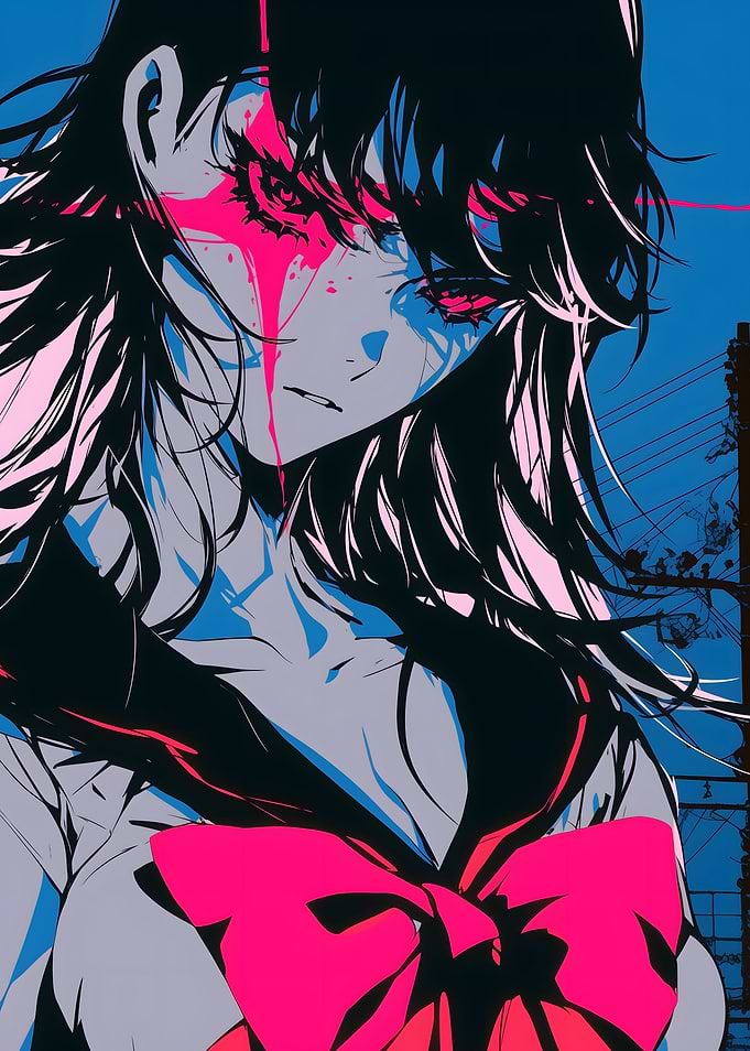 Anime Girl with Pink Bow