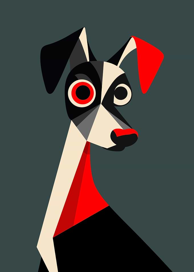 Geometric Dog Portrait Bauhaus Art Vintage Retro