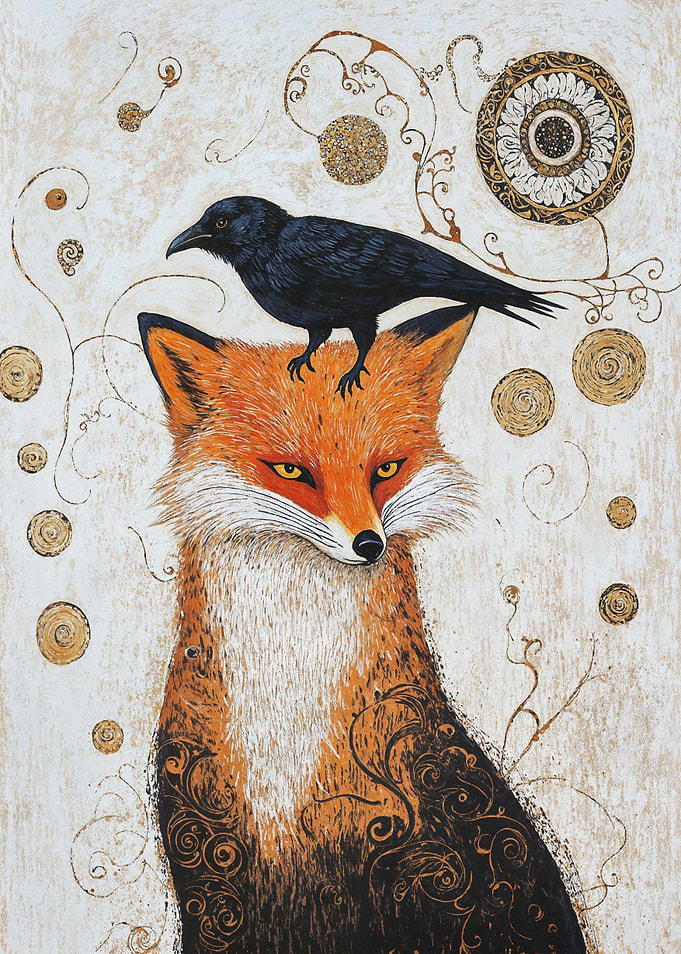 Gustav Klimt Fox and Raven