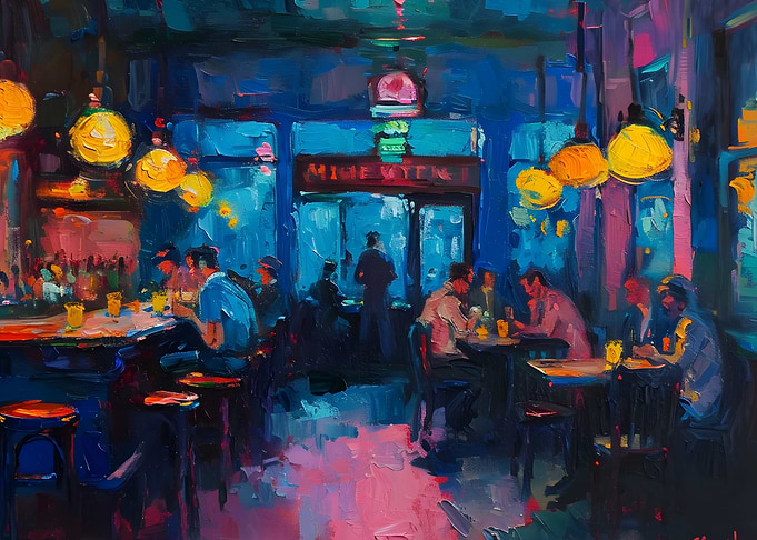 Nighttime Bar Scene