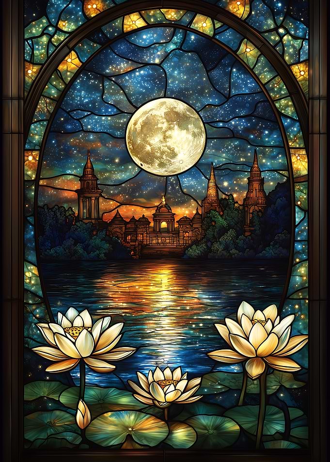 Stained Glass Moonlit City