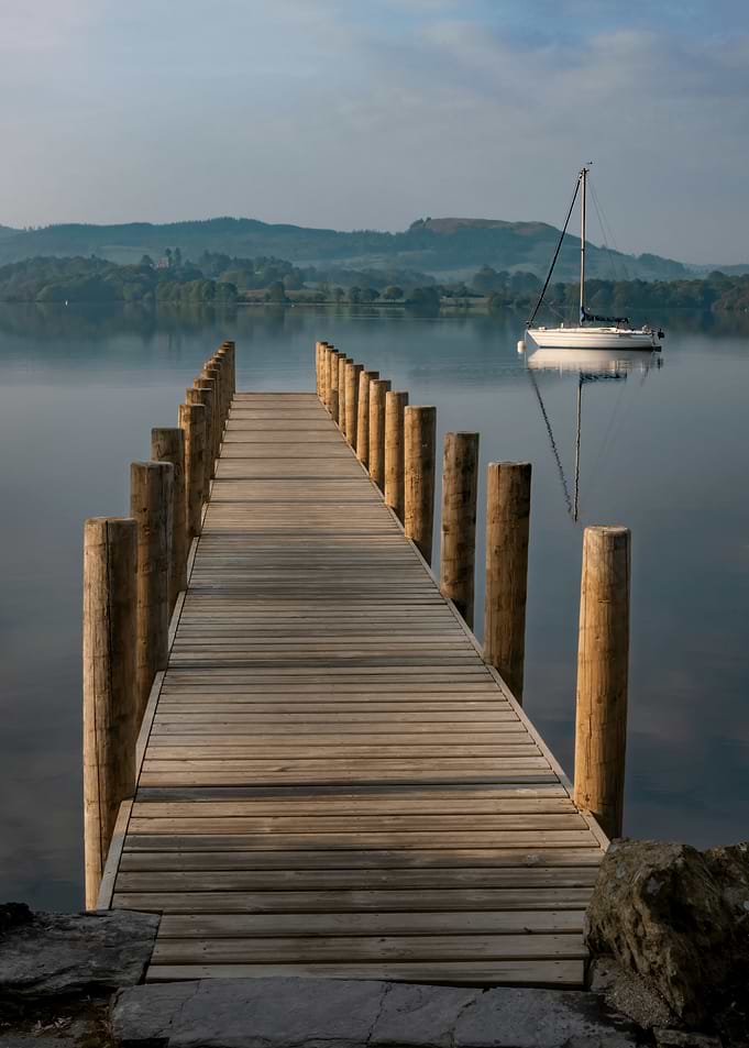 Wooden Jetty on Calm Lake