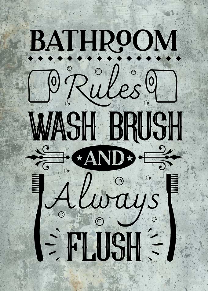 Bathroom Rules Sign Washroom Decor