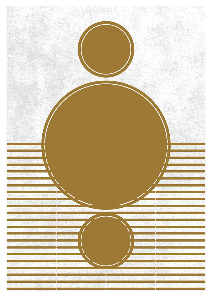Gold Circles Abstract Art