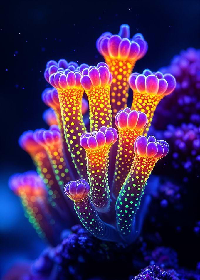 Vibrant Coral Polyp Cluster