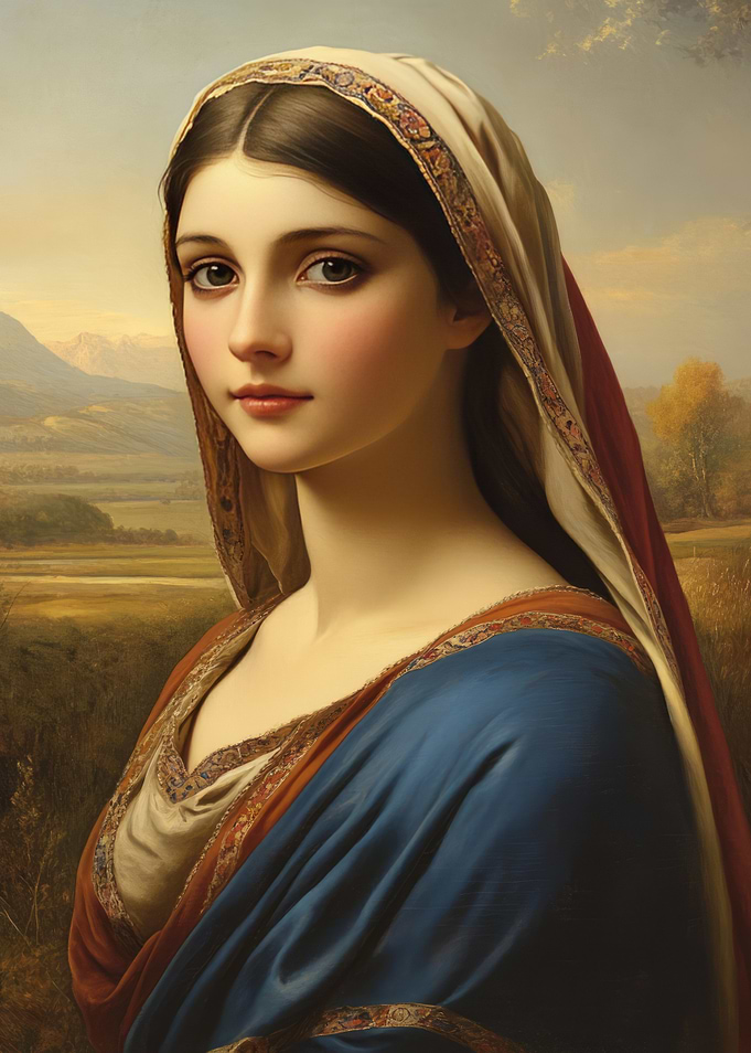 Portrait of a Woman in a Blue Dress