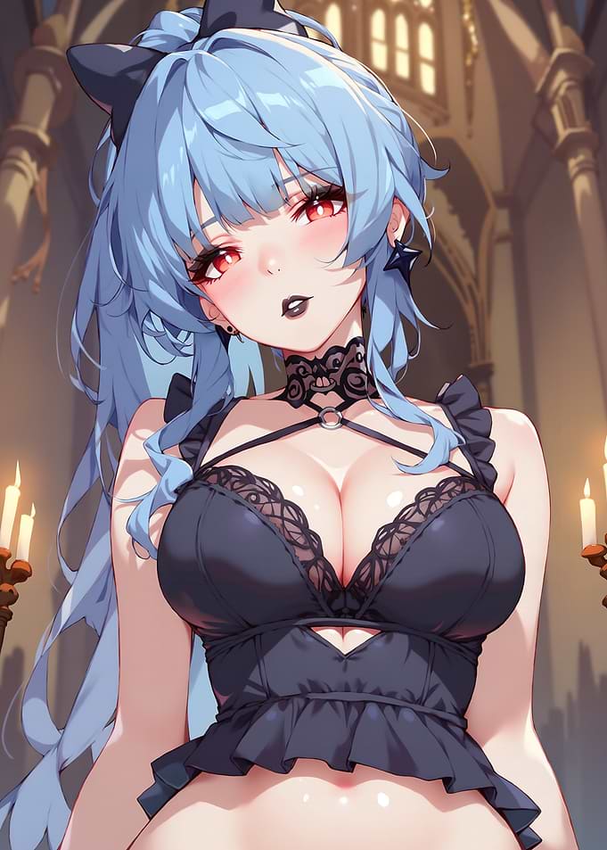 Anime Girl in Black Lace