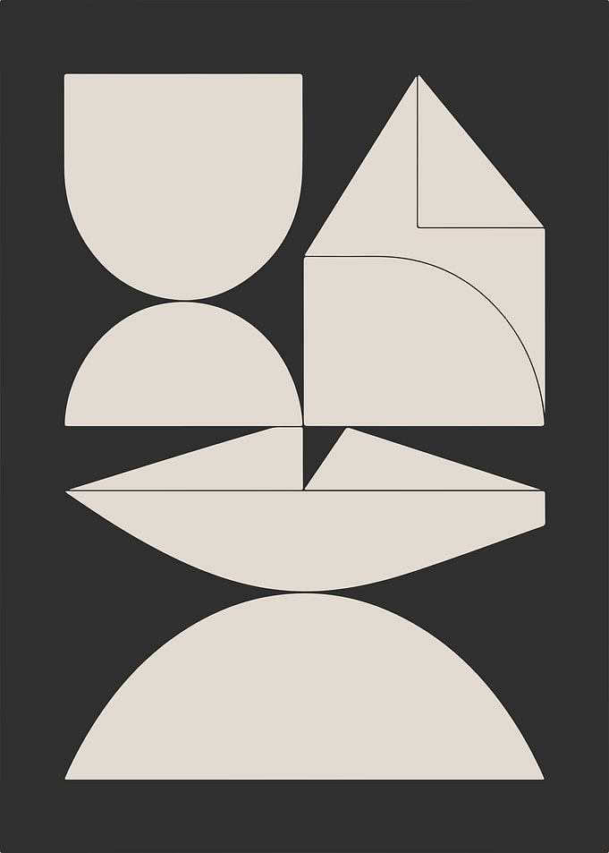 Minimalist Geometric Shapes on Black