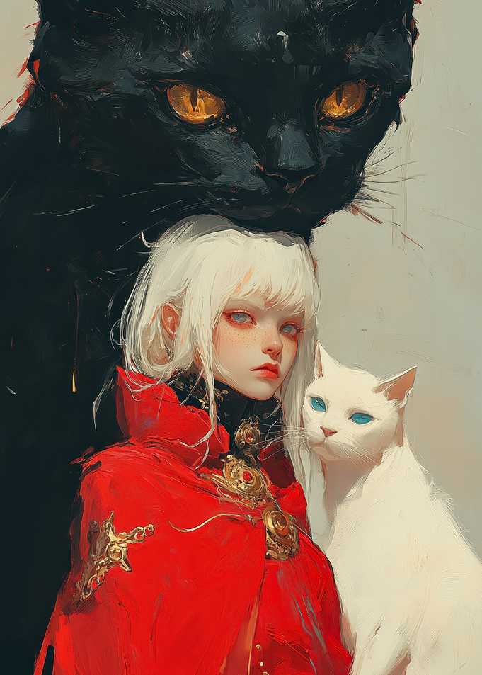 Girl with Cats