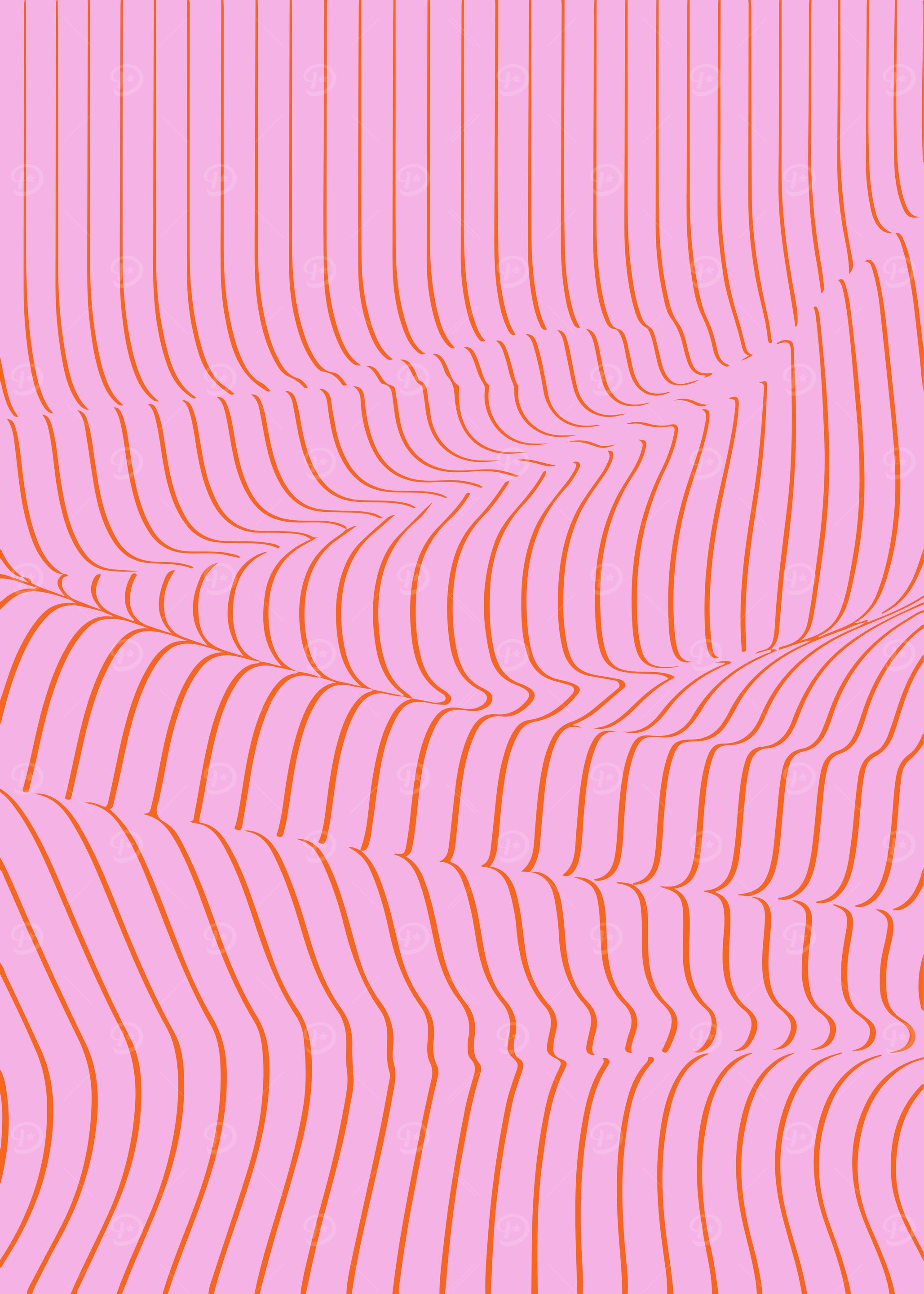 Abstract Pink and Orange Stripes Op Art