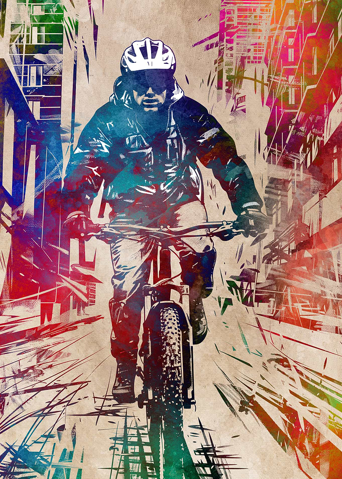 Cyclist in Urban Setting