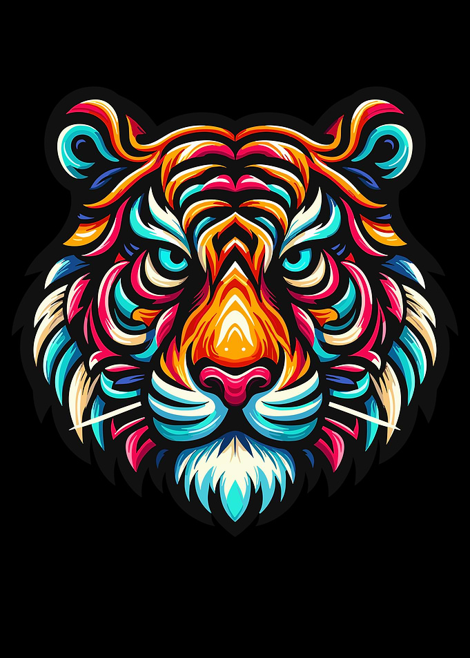 Vibrant Tiger Head Art