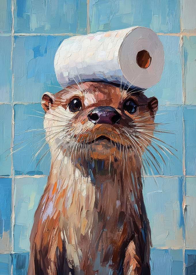 Otter with Toilet Paper Hat
