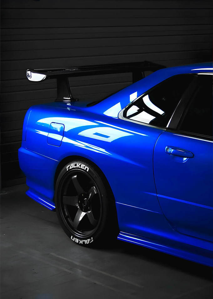 Blue Nissan Skyline R34