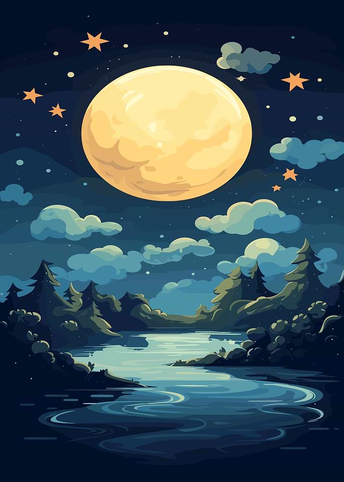Full Moon Night Landscape