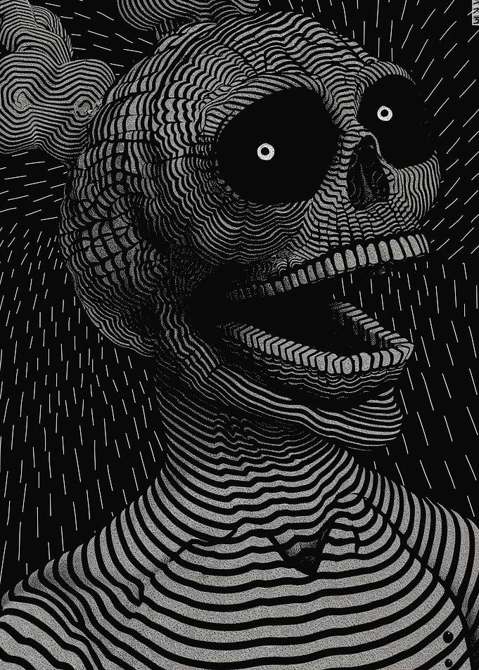 Striped Skull Illustration