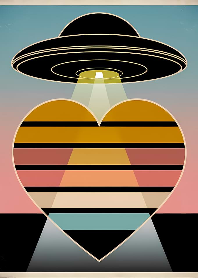 UFO Valentine Vintage Heart