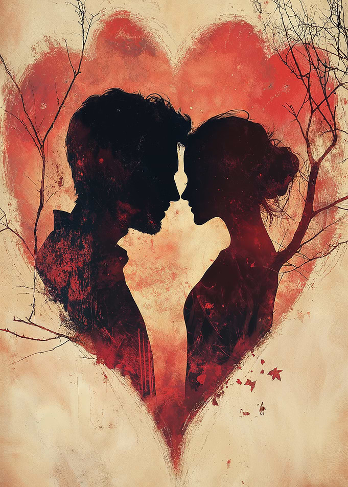 Silhouette Couple in Heart
