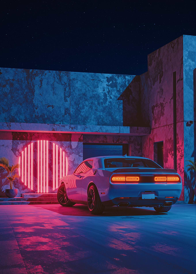 Neon Muscle Car