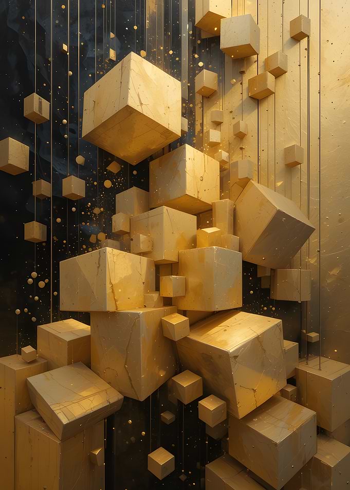 Golden Cube Abstract