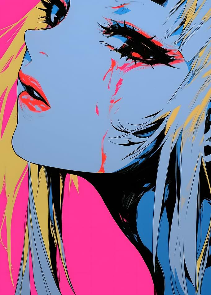 Anime Girl with Blood Tears