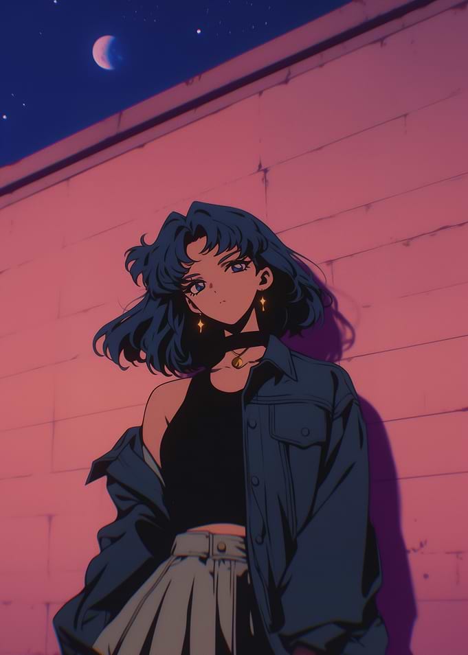 Anime Girl in Denim Jacket