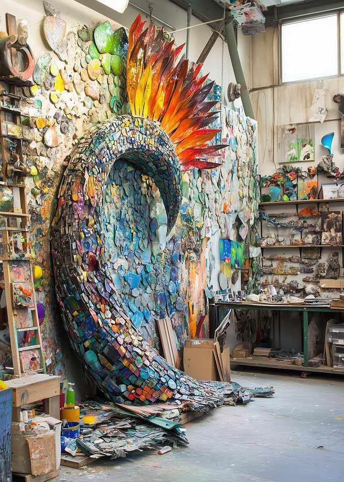 Mosaic Wave Sculpture