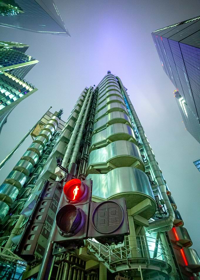 London Skyscraper with Traffic Light