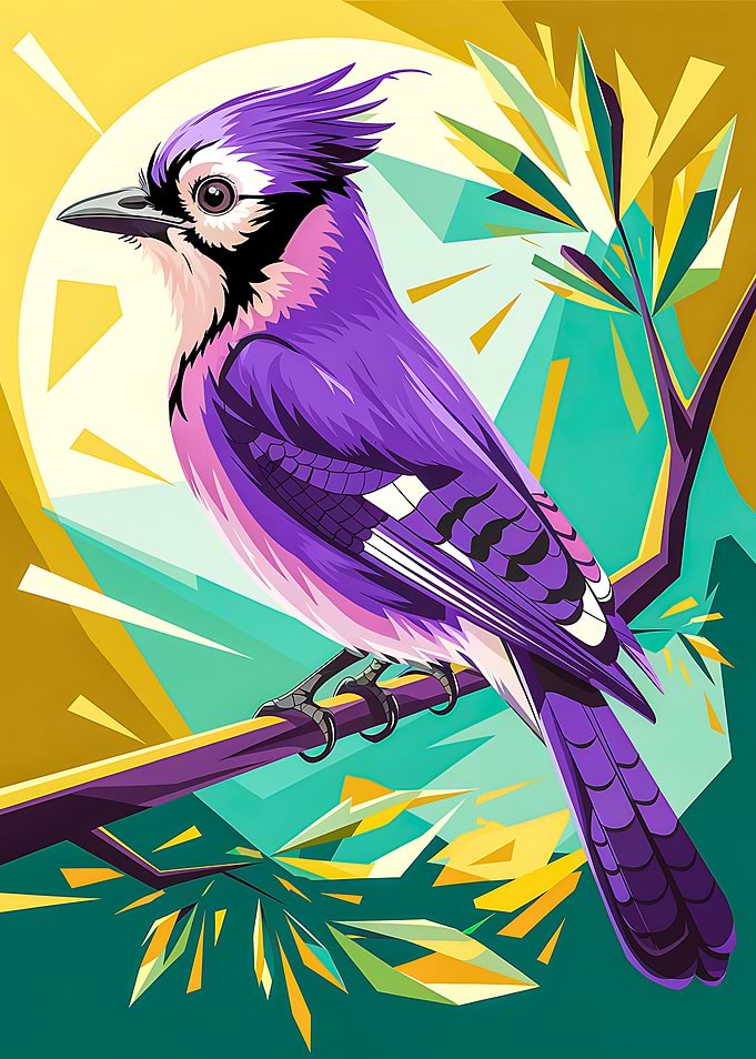 The Blue Jay Bird in Geometric Nature