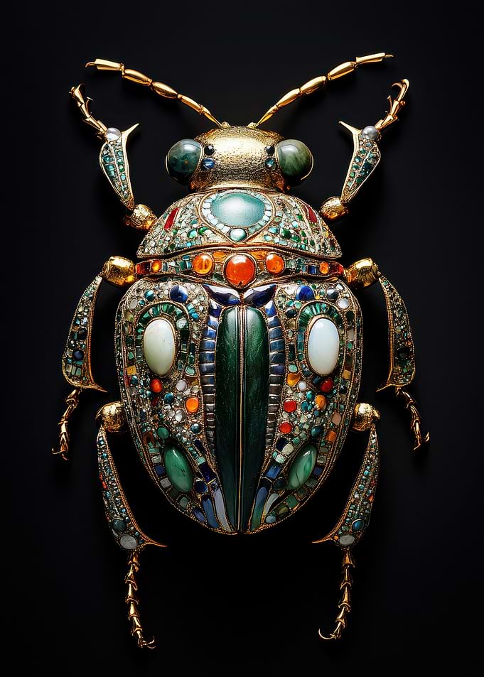 Gemstone Beetle Brooch