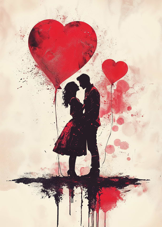 Couple with Heart Balloons