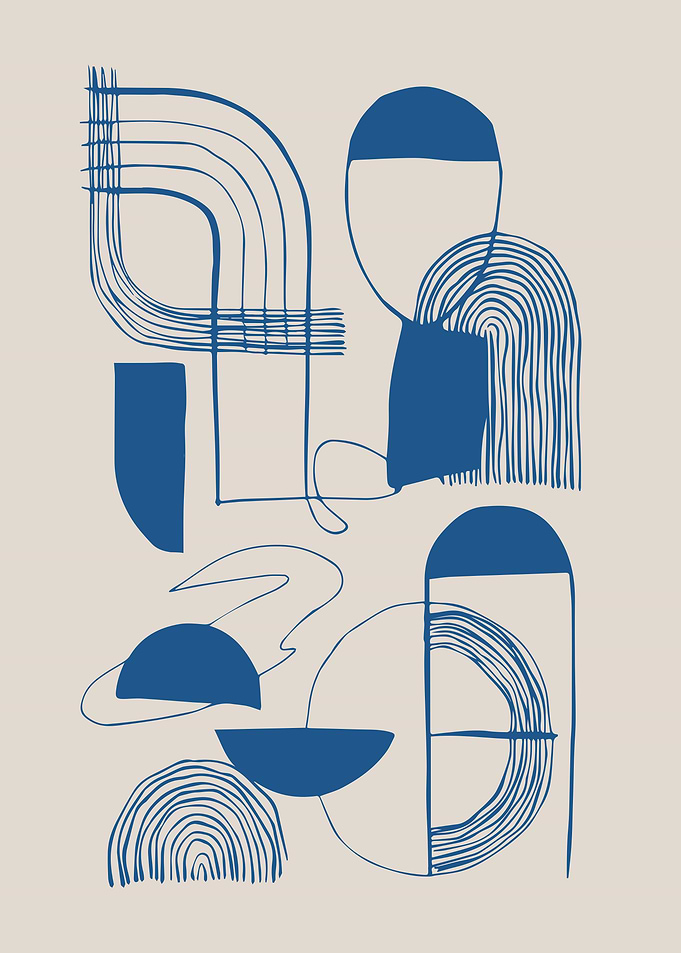 Modern Abstract Composition in Blue