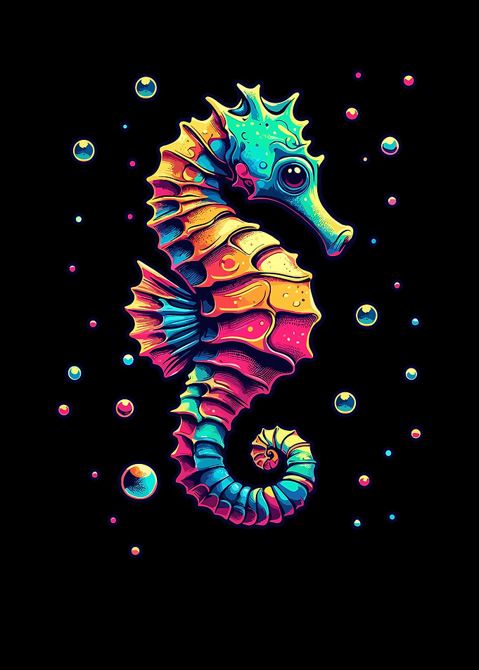Vibrant Seahorse Ocean