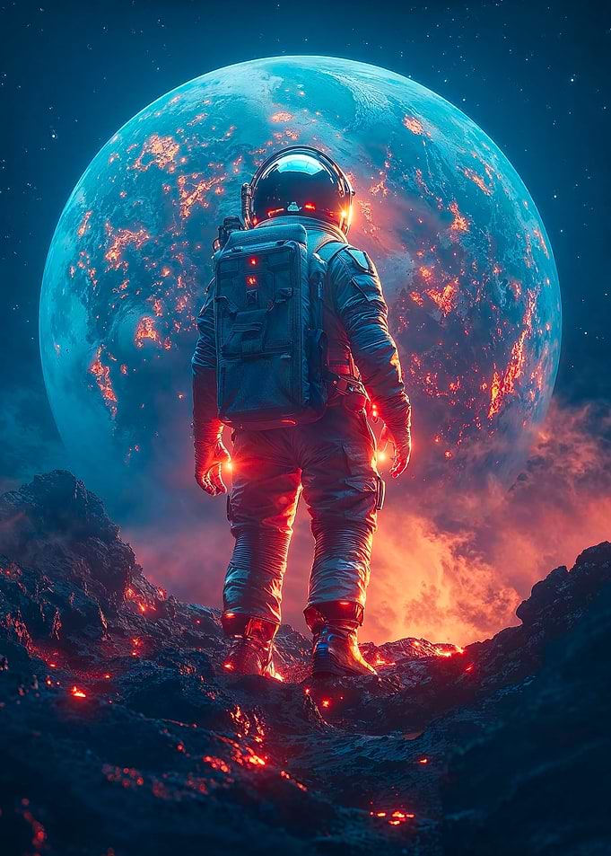 Astronaut on a Volcanic Planet