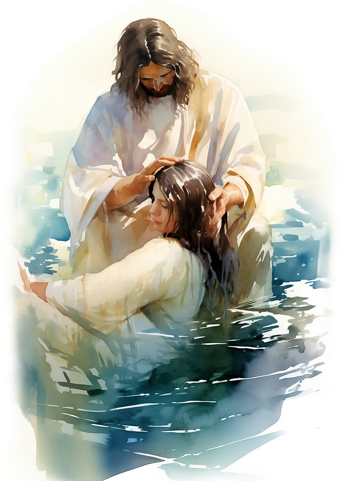 Jesus Baptises Woman