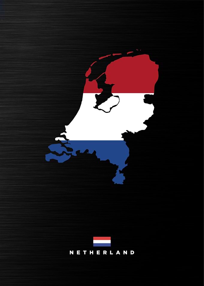 Netherlands Map with Flag
