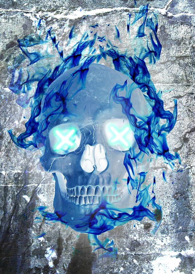 Blue Flame Skull
