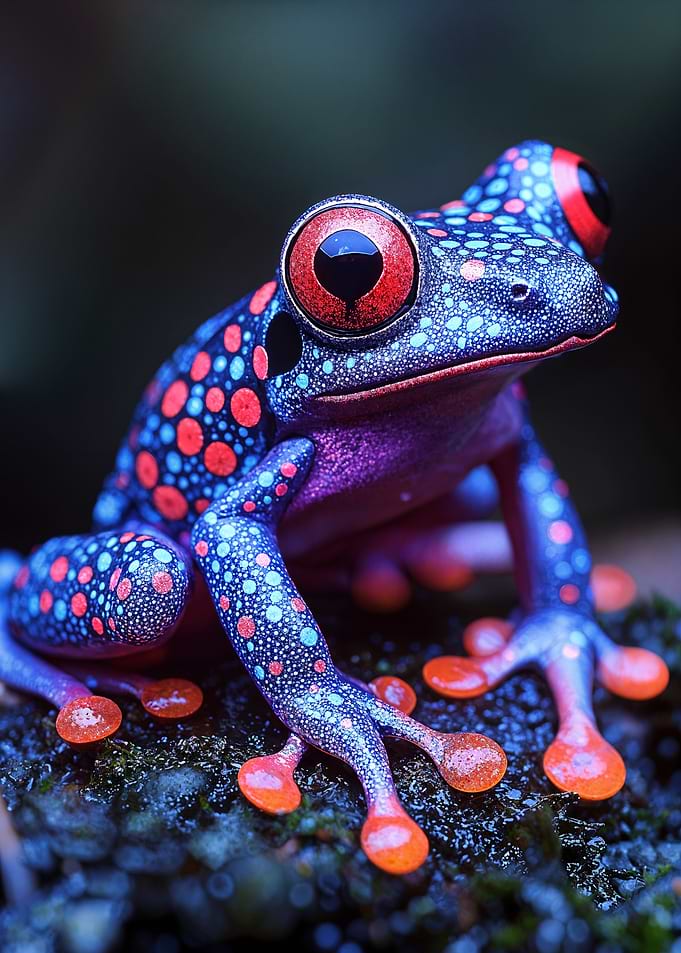 Vibrant Blue & Red Frog